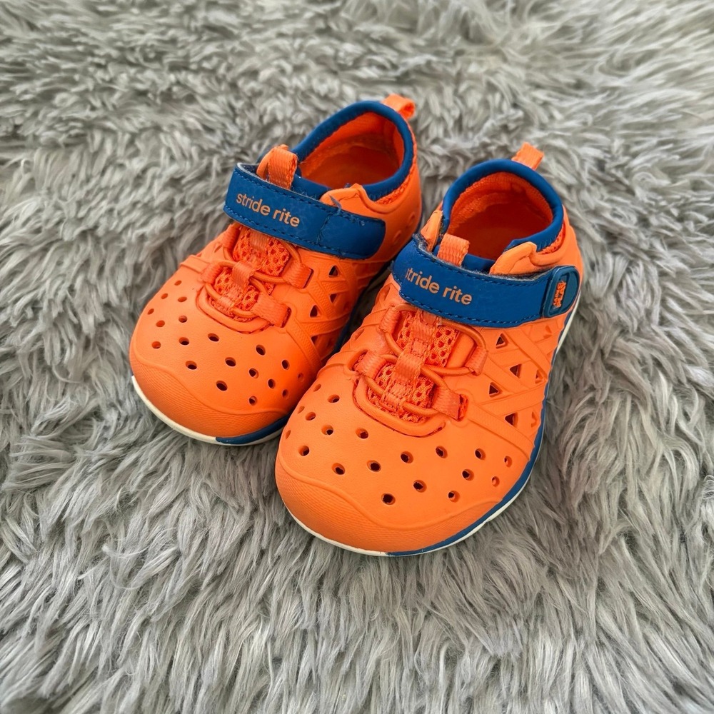 Stride Rite Made 2 Play Phibian Sneaker Sandle Orange Blue Toddler Baby 4c